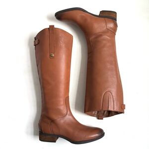 Sam Edelman Penny Knee High Leather Riding Boots In Whiskey Leather Size 9